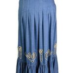 Carolina K Rosa Chambray Embroidered Midi Skirt Size S Blue Photo 7