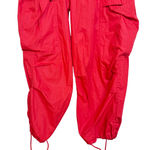 VTG UFO Parachute Cargo Pants Red Drawstring Y2K Rave Festival Baggy XXS 26x25 Photo 3