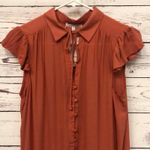 RETHM ginger rust button down ruffle sleeve blouse Women’s Size M Medium Photo 1