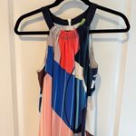 Ecru  Silk Maxi Dress Red & Blue Print With Shapes and Patterns | S Photo 3