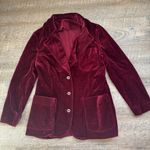 Red Velvet Blazer Jacket Vintage Chic Classic Holiday Christmas Size Small Photo 0
