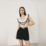 NWT SEROV KNIT BODYSUIT OFF WHITE & BLACK TRIM large Photo 2