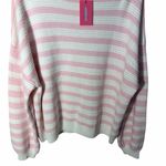 Edikted NEW  Aerin Oversize Stripe Cotton Sweater Pink and Cream Size XL Photo 3