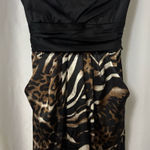 Chic Strapless Black and Animal Print Dress Photo 0