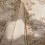 Anne Carson Linen Embroidered Beaded Midi Skirt Sz 6 Midi Slit Front Embellished Photo 8