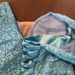 Women’s FullLength Blue Formal Prom Party Dress LegSlit Long Sleeve Size 8 NWOT Photo 8