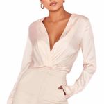 House Of CB Aliza Blush Long Sleeve Bodysuit Size Small Photo 1