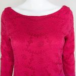 Ingrid & Isabel hot pink boat neck pointelle long sleeve sheath dress, size s Photo 3