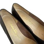 Salvatore Ferragamo  Brown Leather Low Pumps Croc Textured Square Toe Size 7.5 Photo 7