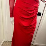 Unbranded Mesh Ruched Maxi Dress See Threw Off Shoulder Long Sleeve Size M. B12 Red Size M Photo 6