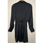 Nasty Gal NWT Button Front Draped Neckline Black Long Sleeved Mini Shirt Dress Photo 8