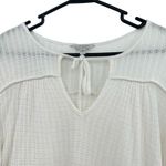 Lucky Brand Size Large Sweater White Keyhole Tie Lightweight Sheer Knit Photo 2