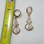 18K Yellow Gold Filled White Zircon Topaz Quartz Drops Earrings Photo 1