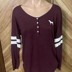 PINK - Victoria's Secret VS PINK Women’s Oversized XS Maroon Long Sleeve Henley Top Photo 1