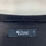 Michael Lauren women's black ribbed Amos oversized Henley cropped sleeve shirt S Photo 3