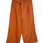 Amour Vert Frankie Cropped Wide Leg Cotton Linen Pants in Terracotta Photo 2