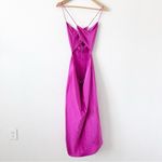 Runaway Magenta Pink Satin Draped Front Maxi Dress Size 8 Photo 5