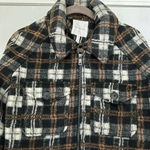 Avec Les Filles  Plaid Zip Front Jacket Black/Gray/Brown Plaid Sz M Photo 7