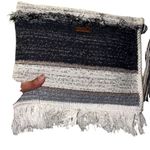 Loo Loo Bags Handmade Natural Fiber Clutch Fringe Neutral Colors NWT 11” x 11” Gray Photo 2