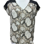 Anthropologie La Fee‎ Verte 100% Silk Snake Print and Sheer Cami Size M Black Size M Photo 0