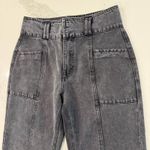 Forever 21 Front Seam Utility High Rise Mom Jeans Womens 29 Black Dark Wash Edgy Photo 2