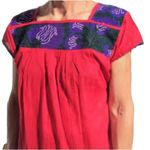 Mexican Embroidered Peasant Blouse Floral Ethnic Authentic Pink Purple Top Sz M Size M Photo 0