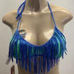 Hula Honey  Size Medium Fringe Reversible Bikini Top With Padding. New With Tags. Photo 0