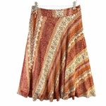 Laura Ashley Silk Midi Skirt Womens 4 Rust Red Ethnic Artsy Y2K Boho Hippie Photo 3