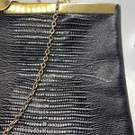 Vintage Etra Black and Brass Chain Croc Embossed Leather Purse Photo 2