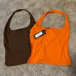 Pretty Little Thing , Brown and orange halter tops, sold together. US size 10 Photo 0