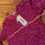 GeeGee Sequin Hot Pink Long Sleeve Crop Top Mesh Lined Medium Stretch Women New Photo 4