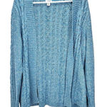 L.L.Bean Teal Double L Mixed Cable Open Front Cardigan Sweater Size XL PETITE Photo 0