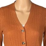 Madewell burnt orange Pointelle knit ribbed button cardigan sweater Small EUC Photo 2