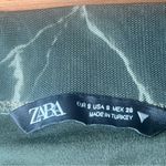 ZARA Deep Green Marble Print Mesh Ruched Midi Skirt Size Small Photo 2