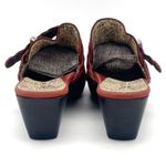 Taryn Rose  Red Leather Calf Hair Contoured Heel Mule Braided Strap Size 36.5 Photo 9