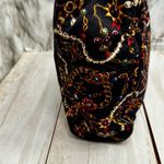 Monet  Black Gold Chain Pattern Tote Bag Vintage 80s Jewelry Print Large Cloth Photo 7