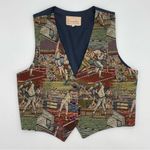 Vintage Tapestry Vest Women’s Sports Super Bowl Football Baseball Basketball Green Size L Photo 0