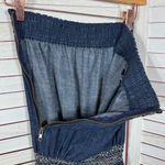 Poetry  Boho Smocked Strapless Wide Leg Chambray Jumpsuit Denim Blue Small Photo 9