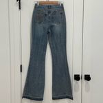 Love Shack Fancy  Kala Flare Jeans High Rise Bow Detail Montauk Blue Size 25 New Photo 5