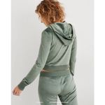 Aerie Velour Jacket Hoodie Sage Green Size Large Crop Length Real Good Photo 2