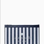 Kate Spade  New York Blue & White Stripe Canvas Zip Pouch with Leather Trim NWT Photo 4