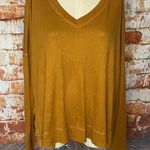 Wild Fable  Long Sleeve V-Neck Cozy Rib Oversized Shirt Sweater Large Brown Photo 2