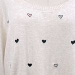 Torrid 100% Cotton Crewneck Lightweight Sweater Beige w Embroidered Hearts-0X Photo 2
