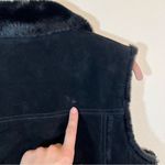 ✨ D’Carlo Women’s Suede Leather Fur Black Zip Up Vest Medium Photo 8