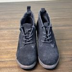 White Mountain  Women's Lambert Lace-Up Suede Wedge Booties Black Size 7.5 M Photo 1