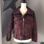 ZARA Basic Leopard Zip Up Jacket Red/Black Sz XS Photo 2