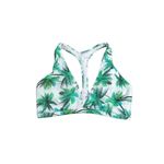 Peixoto Palm Island Flamingo Bikini Swim Top Plung Green Palm Tree Leafs L White Size L Photo 2