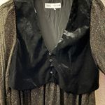 ZARA  Black With Gold Glitter Sheer Mini Dress With Velvet Vest In S Photo 8