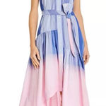 Derek Lam Derek 10 Lam Crosby Dress Size 6 Pink Blue Dip-Dye Ombré Midi Shirtdress Preppy Photo 0