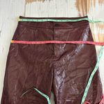 LNA Faux Leather Patent Crinkle Pants Size Large Wine Photo 7